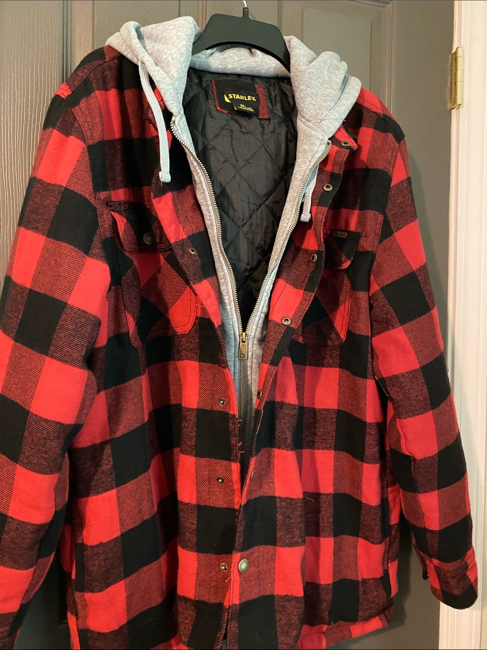 Stanley Red & Black Buffalo Plaid Hooded Field Jacket